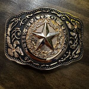 Texas Star Two-Tone Western Belt Buckle - Silver & Rose Gold